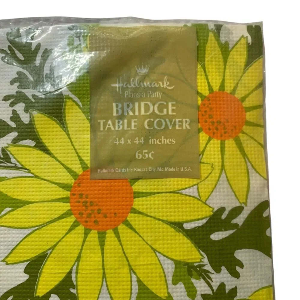 Vintage Hallmark Plans a Party Paper Bridge Table Cover Retro MCM 44x44